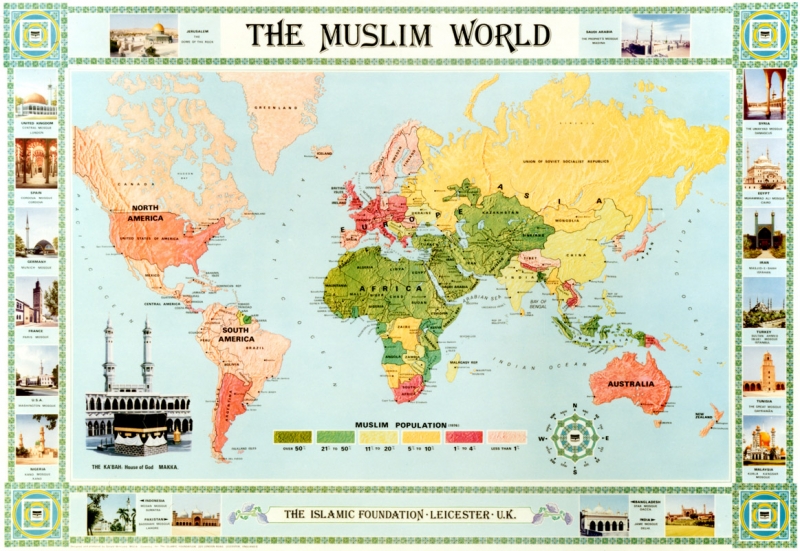 The Muslim World Map in Colour (English ) - The Islamic Foundation